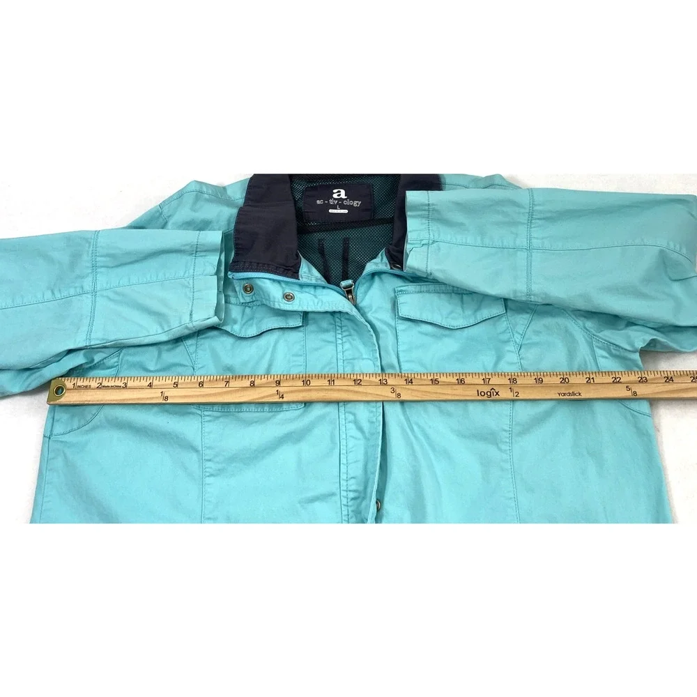 Activology Jacket Womens Large Turquoise Blue Gray Full Zip‎ Snap Up Lightweight